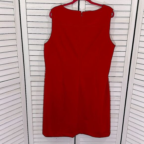 Calvin Klein Sheath Dress Size 20W Red Sunburst Sleeveless - Picture 5 of 8